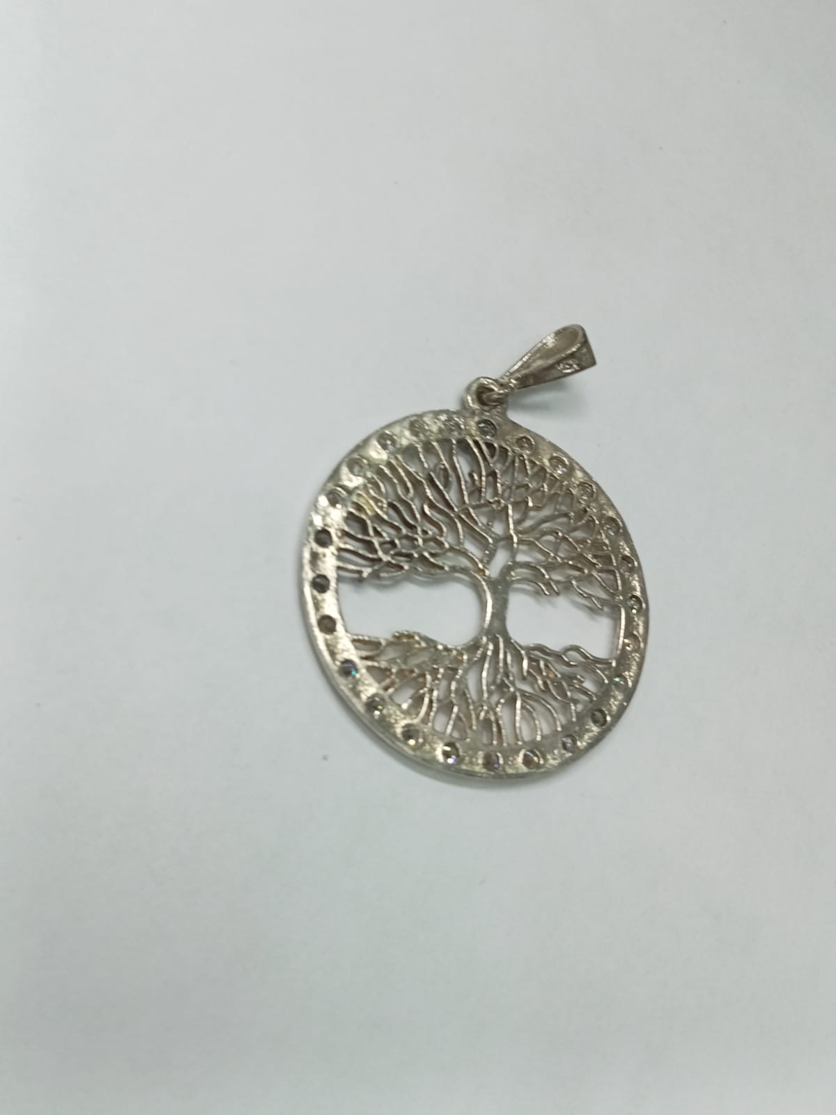 Dije de Plata Redondo con Árbol de la Vida y Pedrería