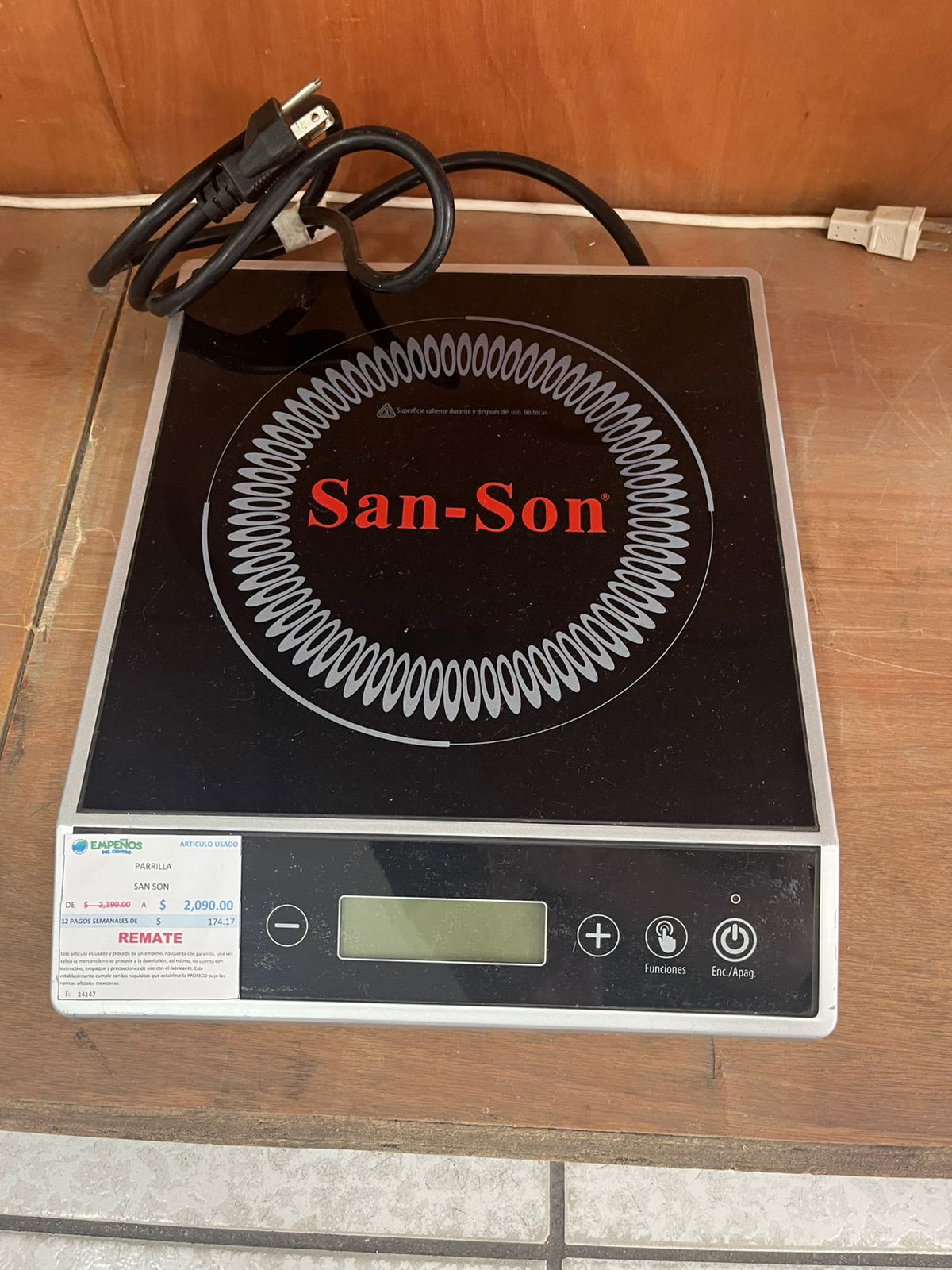 Parrilla de Induccion Eléctrica San Son 1 Quemador