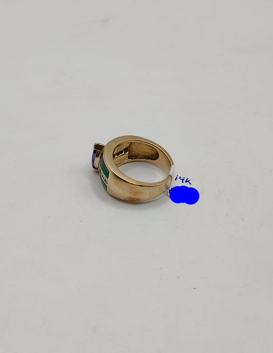 Anillo de ORO 14k con piedra grande peso 9gr, usado