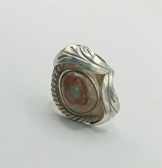Anillo con sintetico cafe PLATA 925 peso 5.3gr