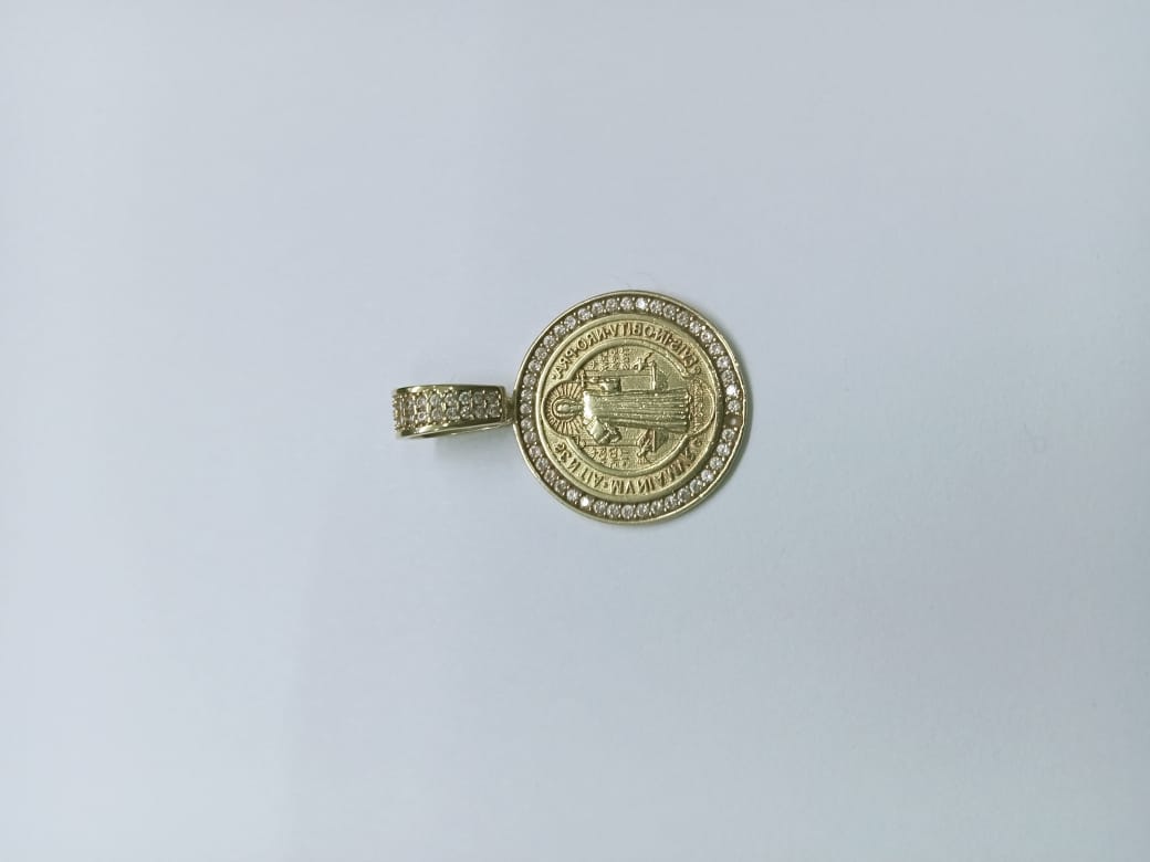 Dije San Benito en Oro 10k con Piedras – 2.6 g