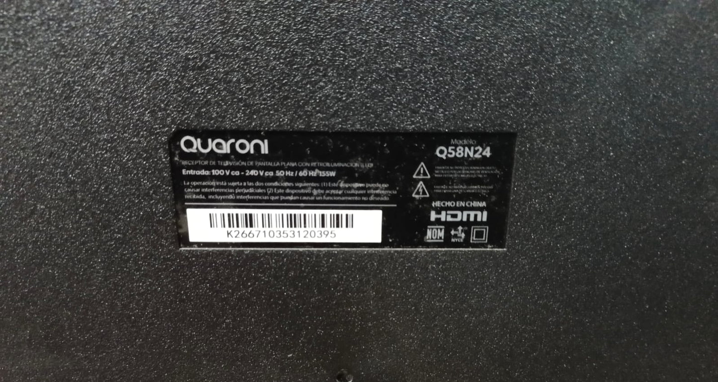 Pantalla smart tv QUARONI 58 pulgadas, usado
