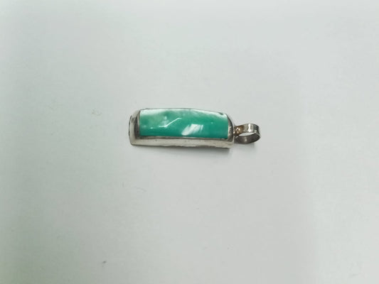 dije plata - diseño cuadrado piedra azul