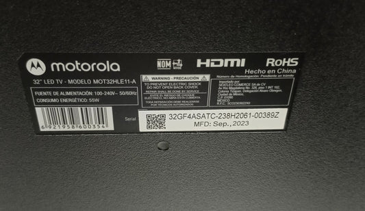 Pantalla Motorola 32 pulgadas con control, usado
