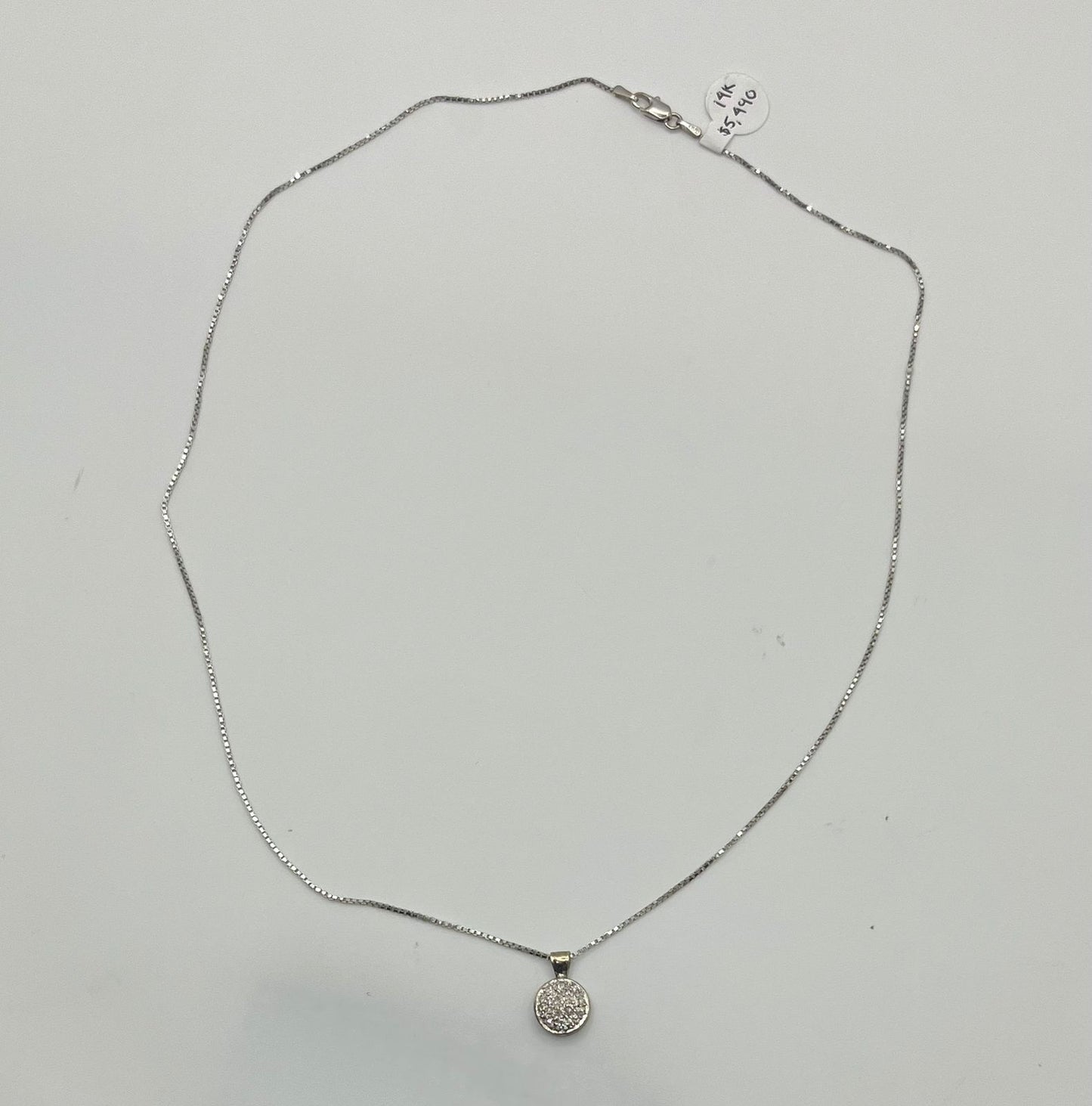 CADENA DE ORO BCO 14K TIPO CUBITOS CON DIJE SINTETICO 2.5 GR 23.5 CM