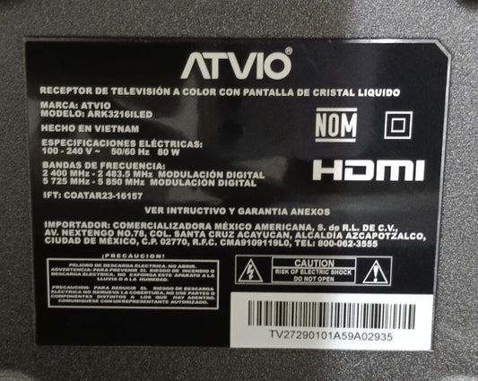Smart tv 32 pulgadas ATVIO con control, usado