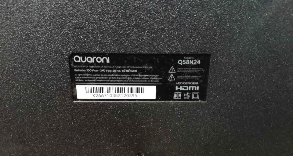 Smart TV 58 pulgadas Quaron, usado