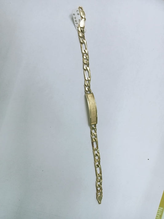 ✨ Esclava de Oro 14K con Placa – Cadena 3x1 | 15 cm ✨