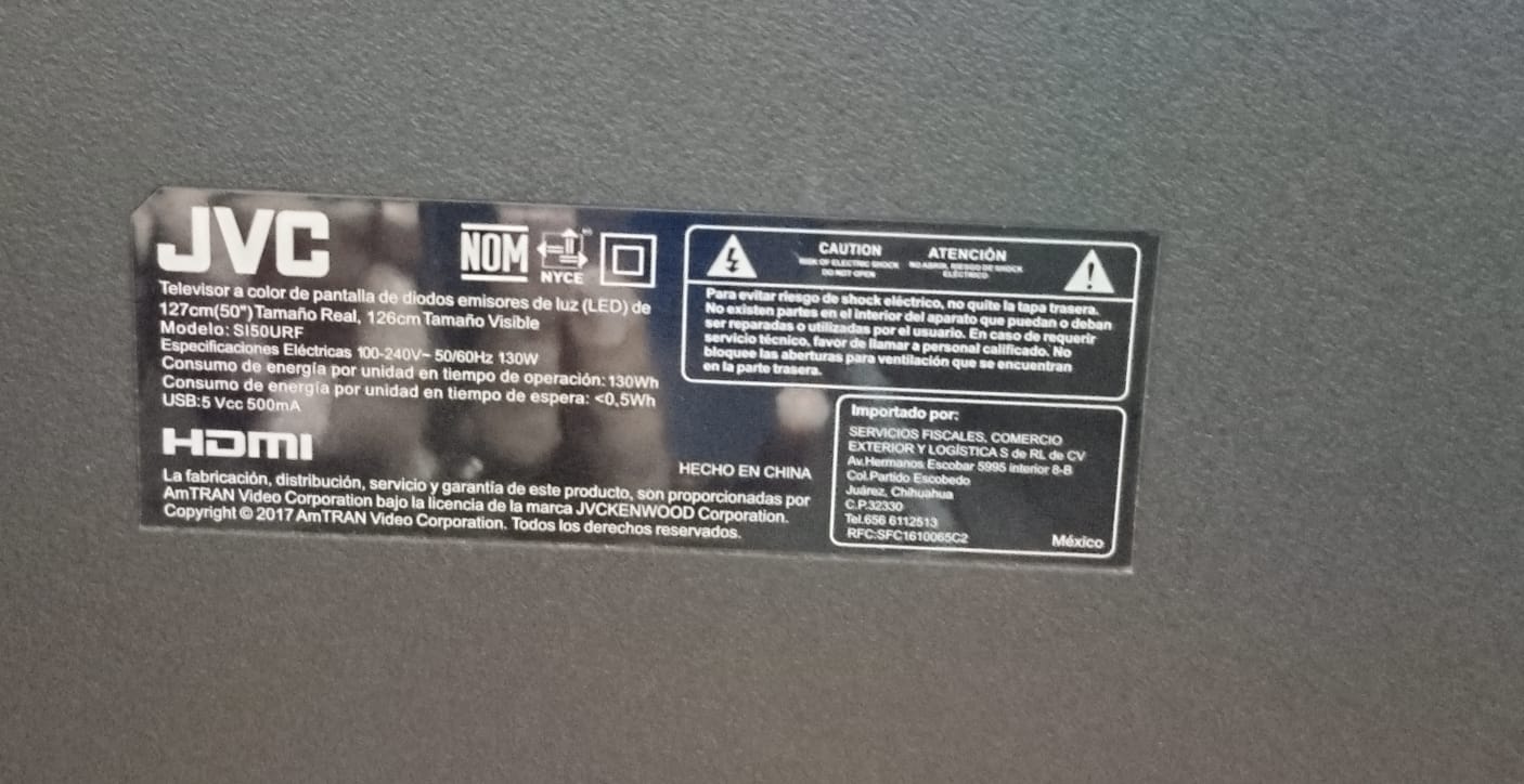 Smart tv JVC 50 pulgadas, usado