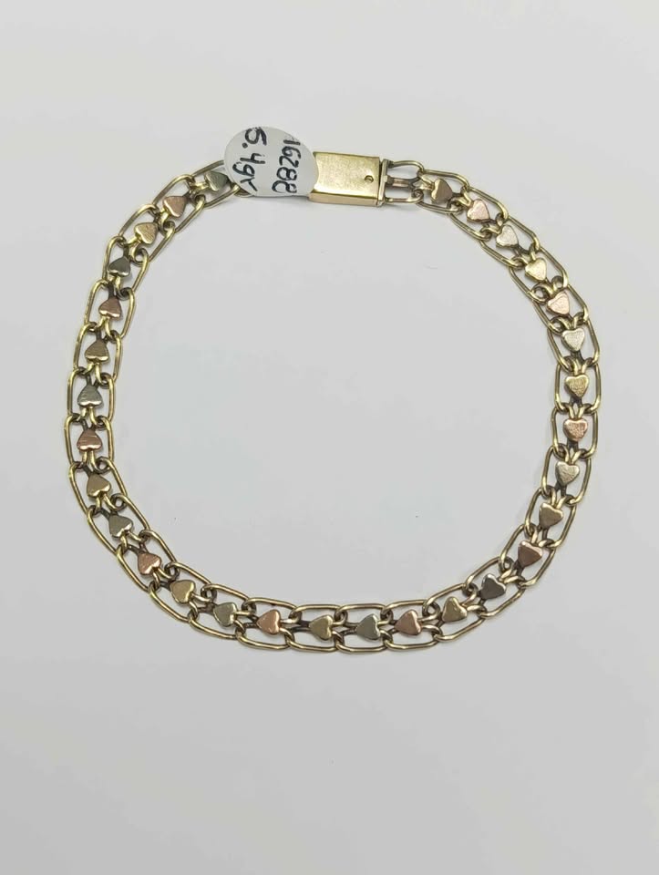 Pulsera Corazones Dama 10K Peso 5.4 Gramos