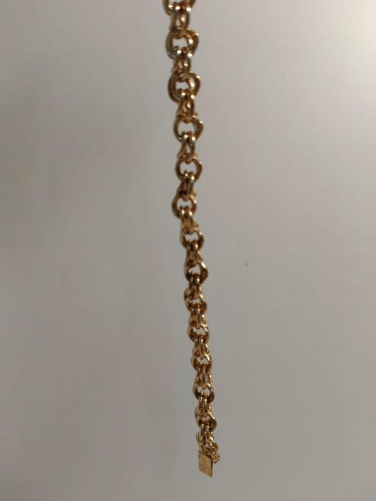 ✨ Pulsera de Eslabón Doble 1x1 DE Oro 14K con Broche Tipo Bisagra – Peso 39.3 g ✨