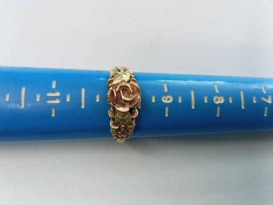 💍 Anillo con Rosa en Oro 10K – Talla 10