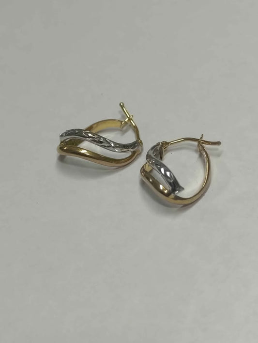 Oro par Aretes dos aros 10k 1.3g