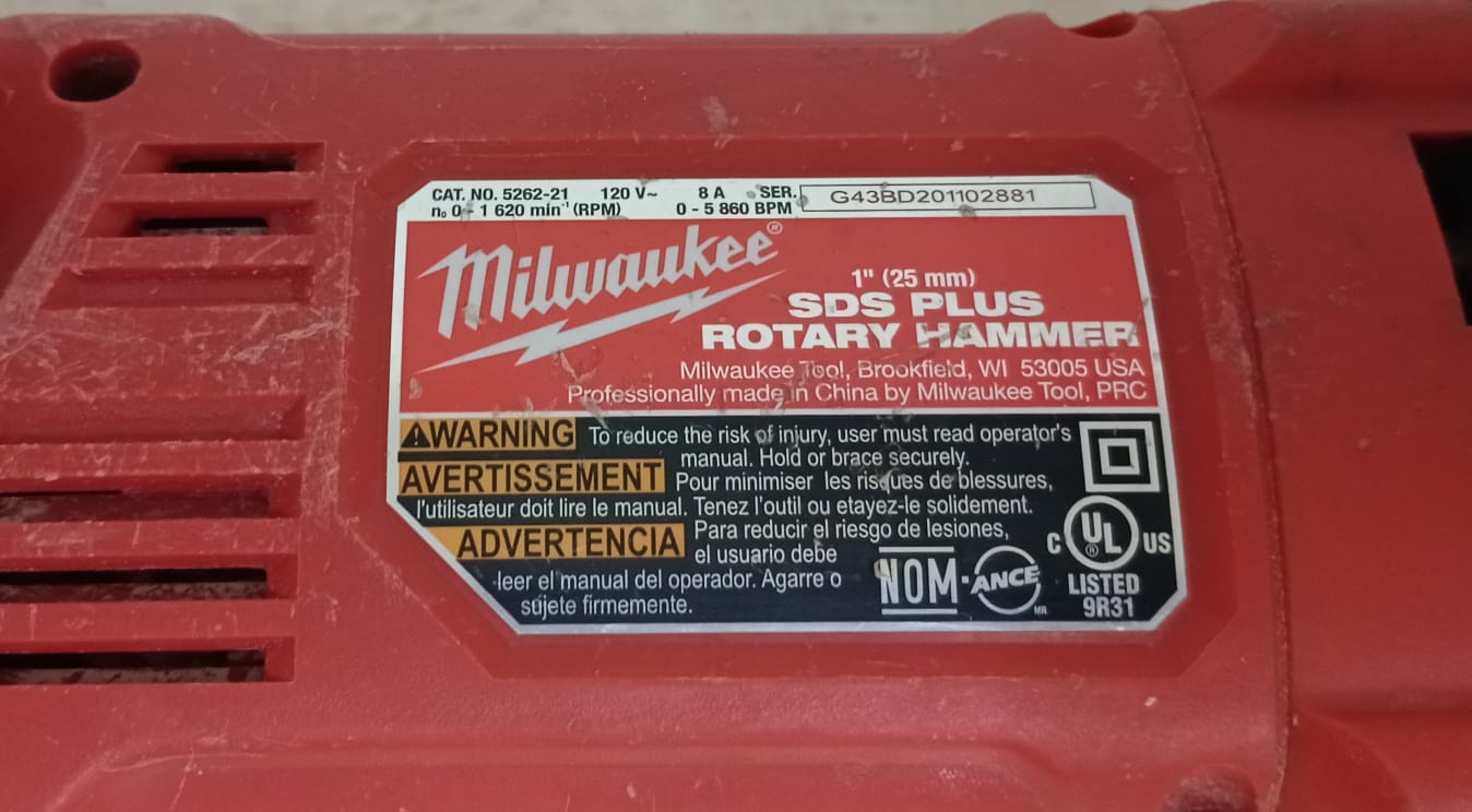 Taladro rotomartillo MILWAUKEE 6233,3 funciones, usado