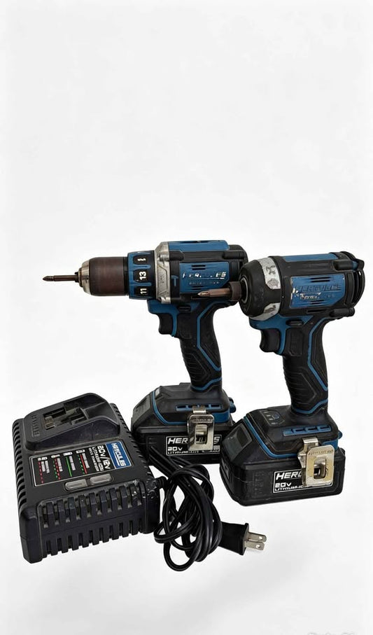 Destornillador y taladro con 2 pilas