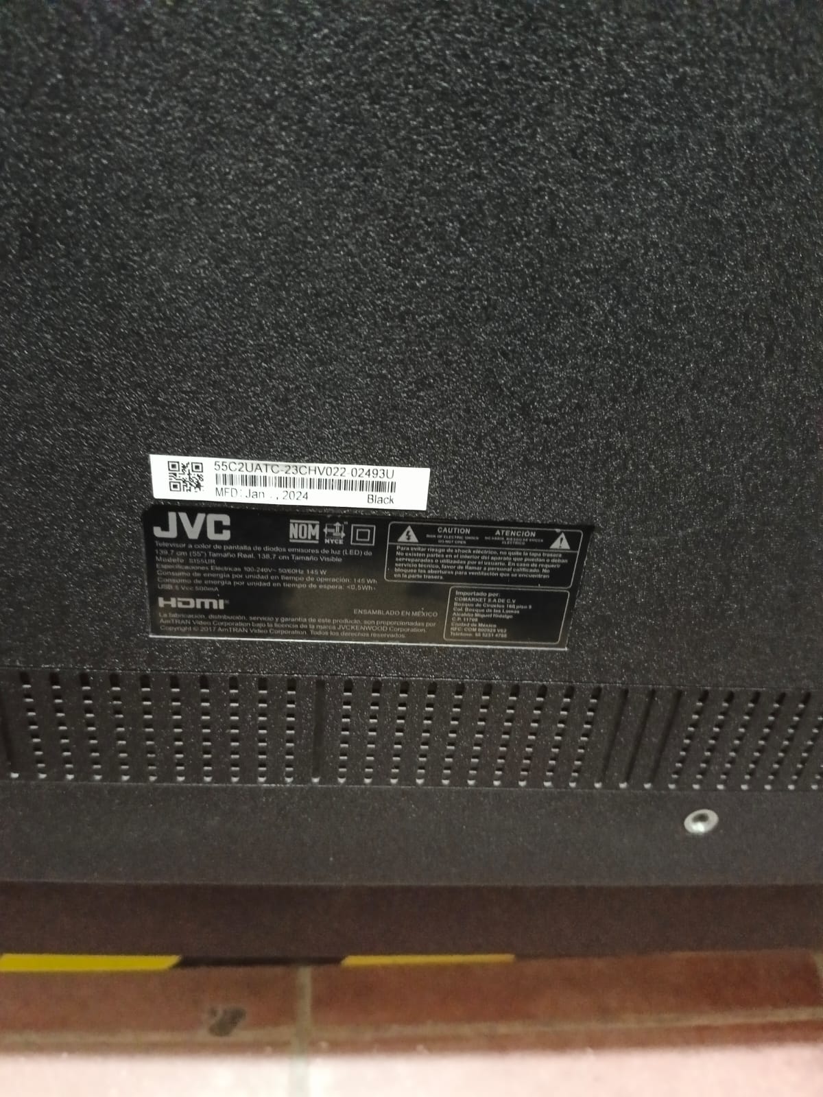 smart tv 55 pulgadas JVC con control, usado