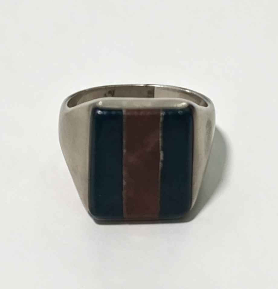 Plata anillo café con negro .925 6g