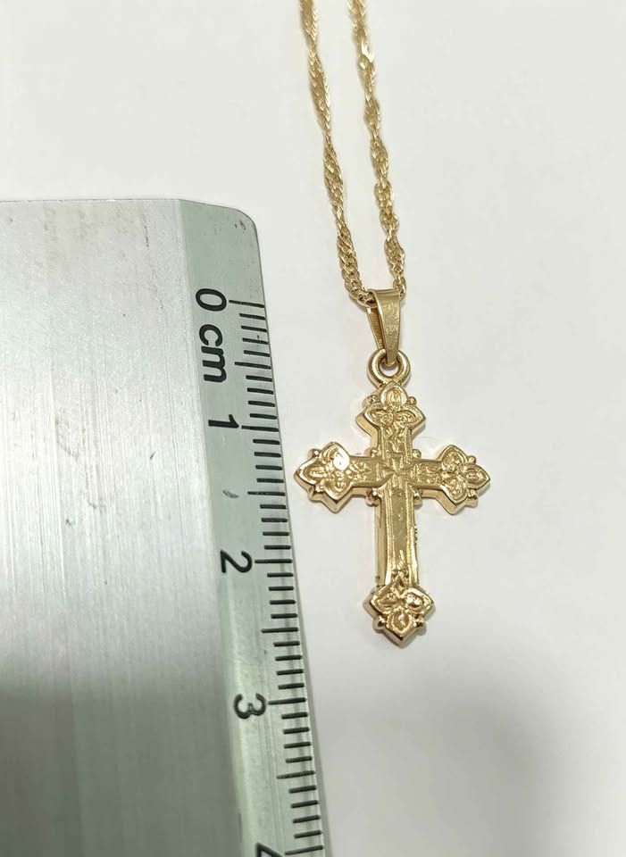 Oro cadena y Dije Cruz 10k 2.3g