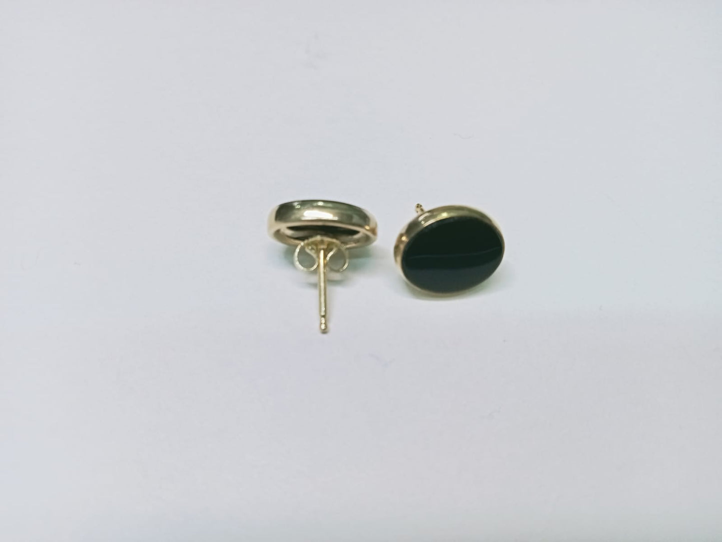par aretes broqueles 14k- diseño piedra negra