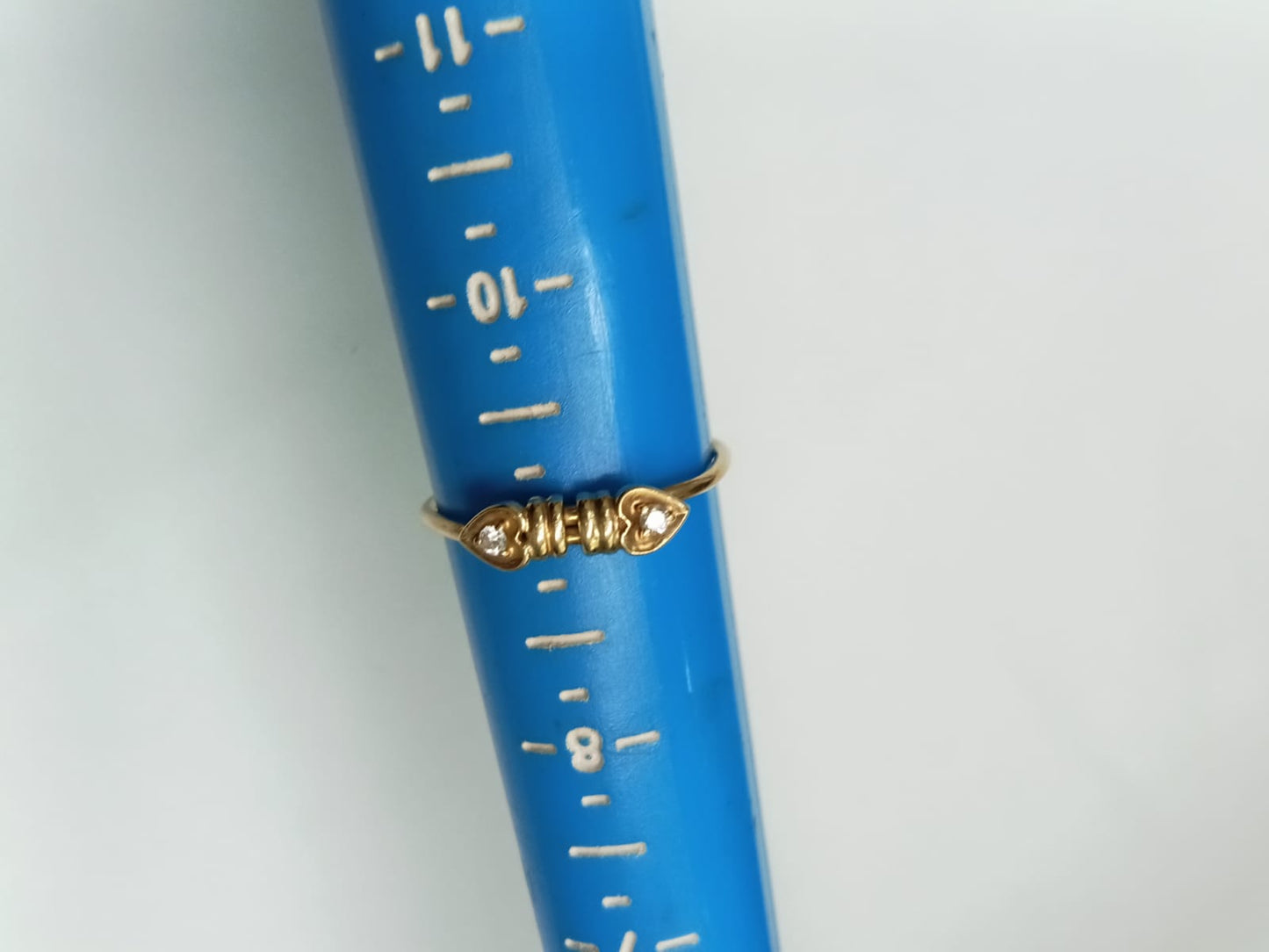 anillo de oro 14k -diseño con 2 corazones