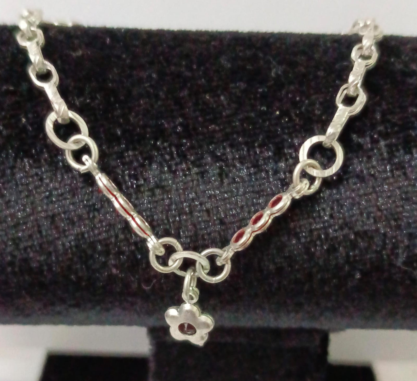 Pulsera con dije de flor PLATA 925 peso 4.2gr, usado