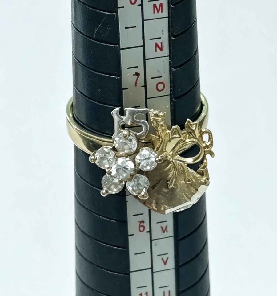Oro anillo xv años vestido 10k 2.4g