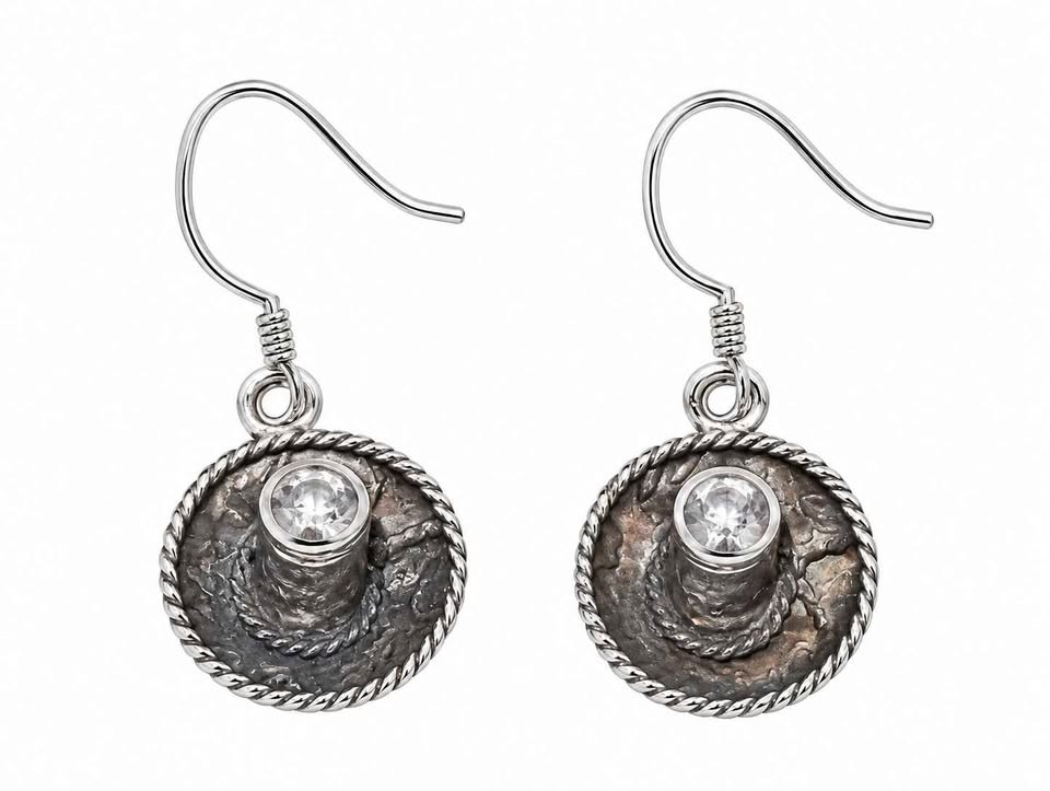 Plata aretes de sombrero.925 1.4g