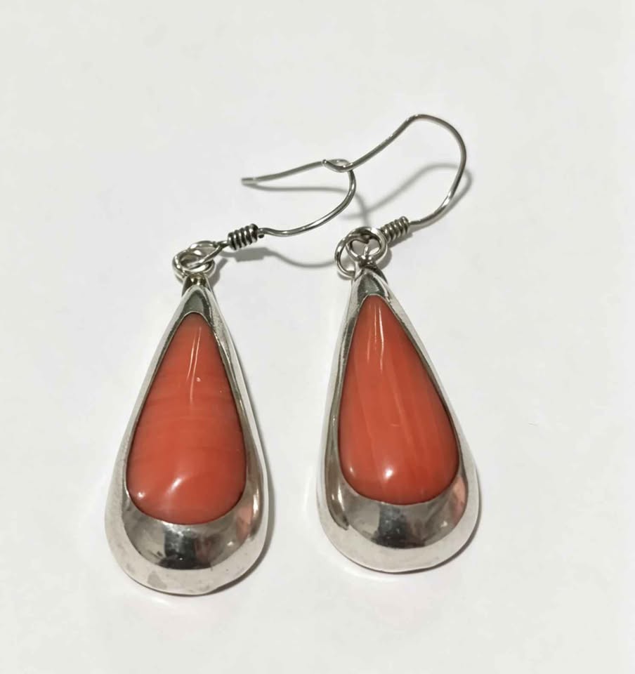 Plata aretes sintético salmón .925 4.8g
