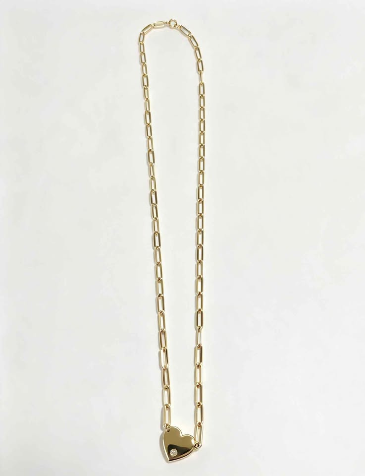Oro collar con Dije de corazón 23 cm de largo 10k 3.2g