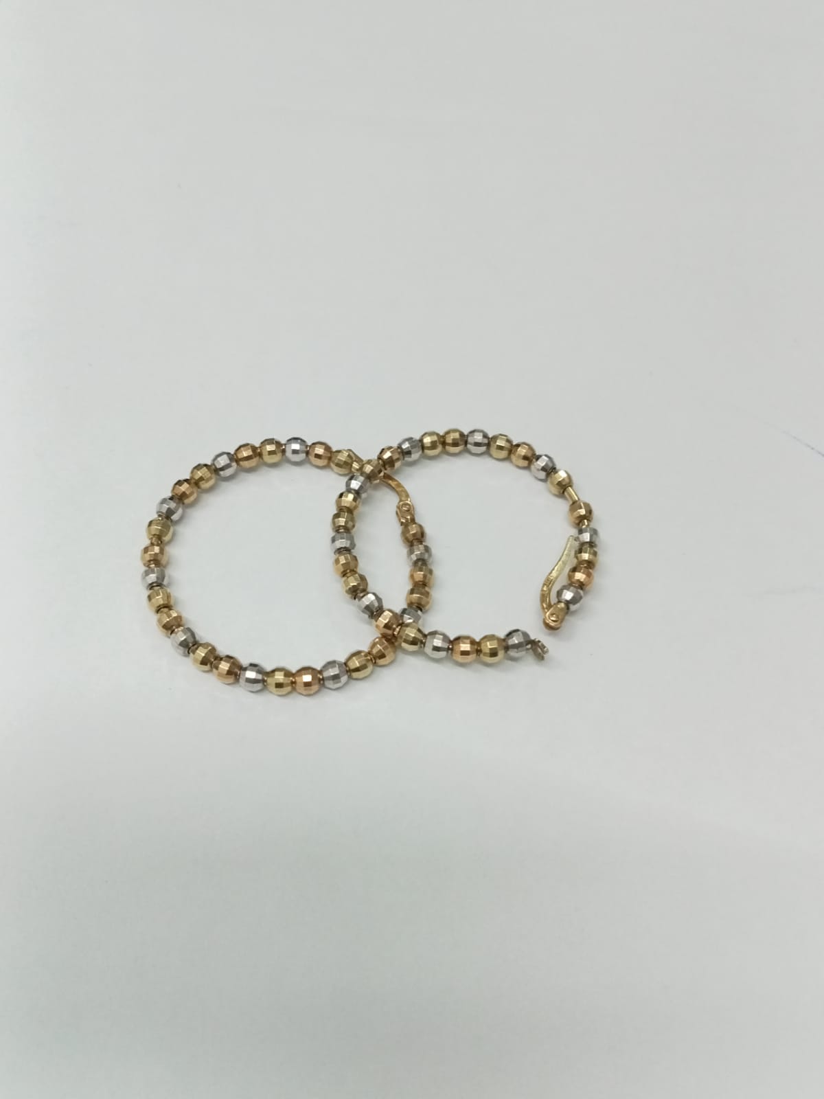 par arracadas de oro 10k - diseño bolitas 3 tonos