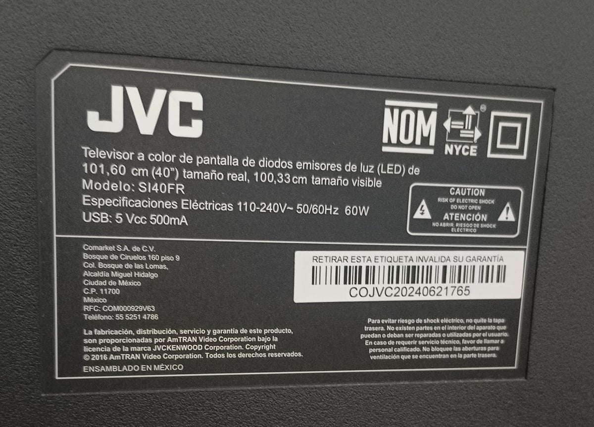 Smart tv JVC 40 pulgadas