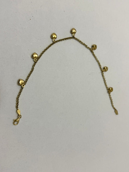 PULSERA DE ORO 14K CON CORAZONES 23CM 4.6 GR