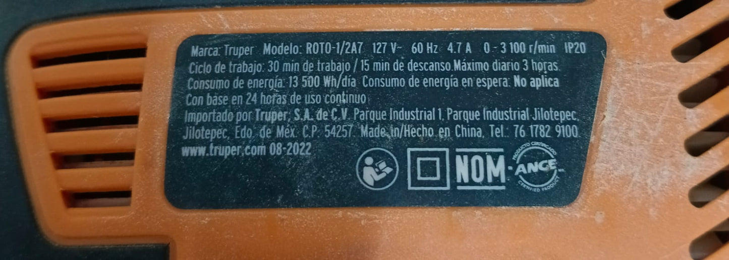 Taladro TRUPER roto 1-2, usado