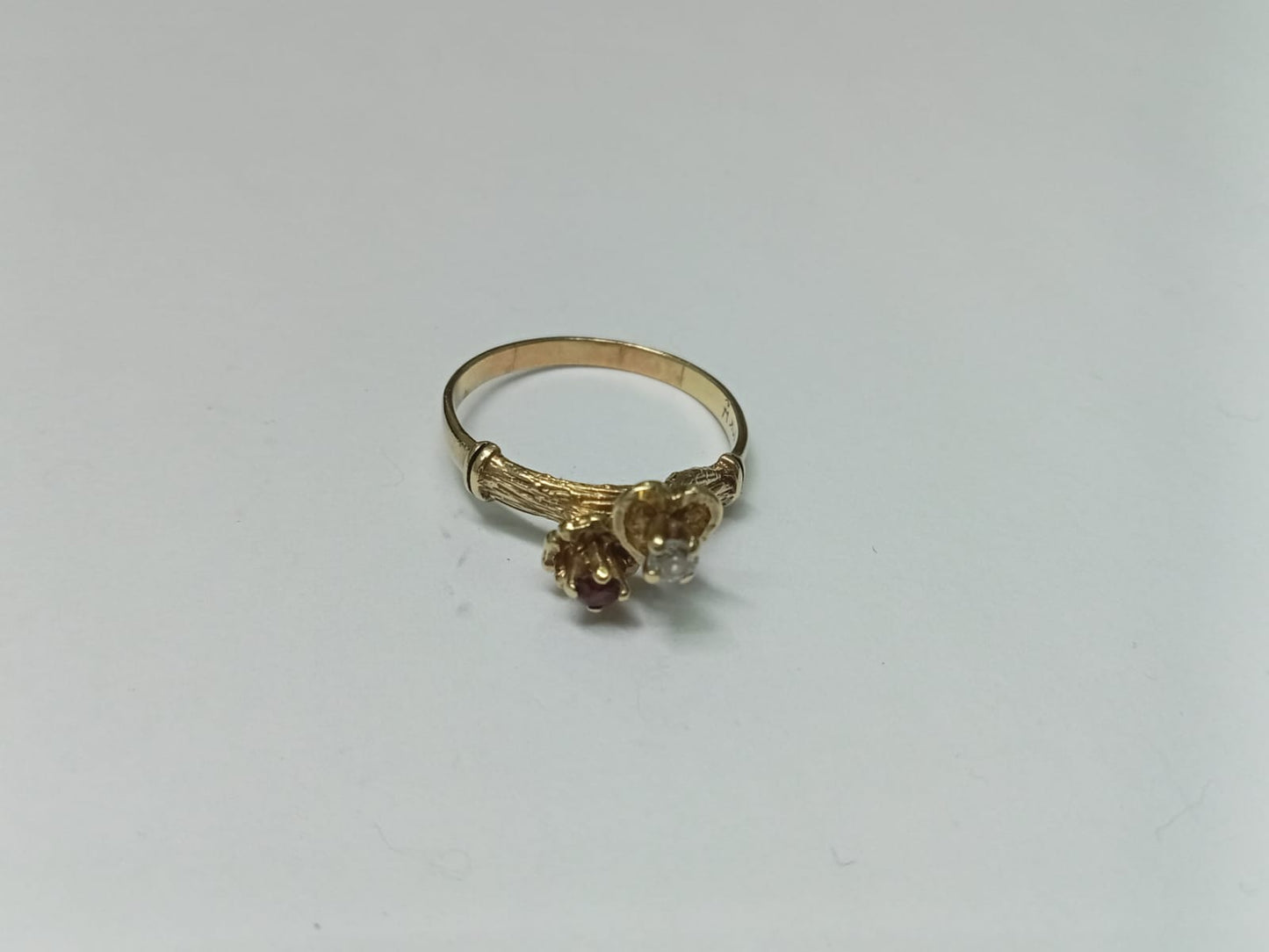 ANILLO TU Y YO CON SINTETICO ORO 10 K