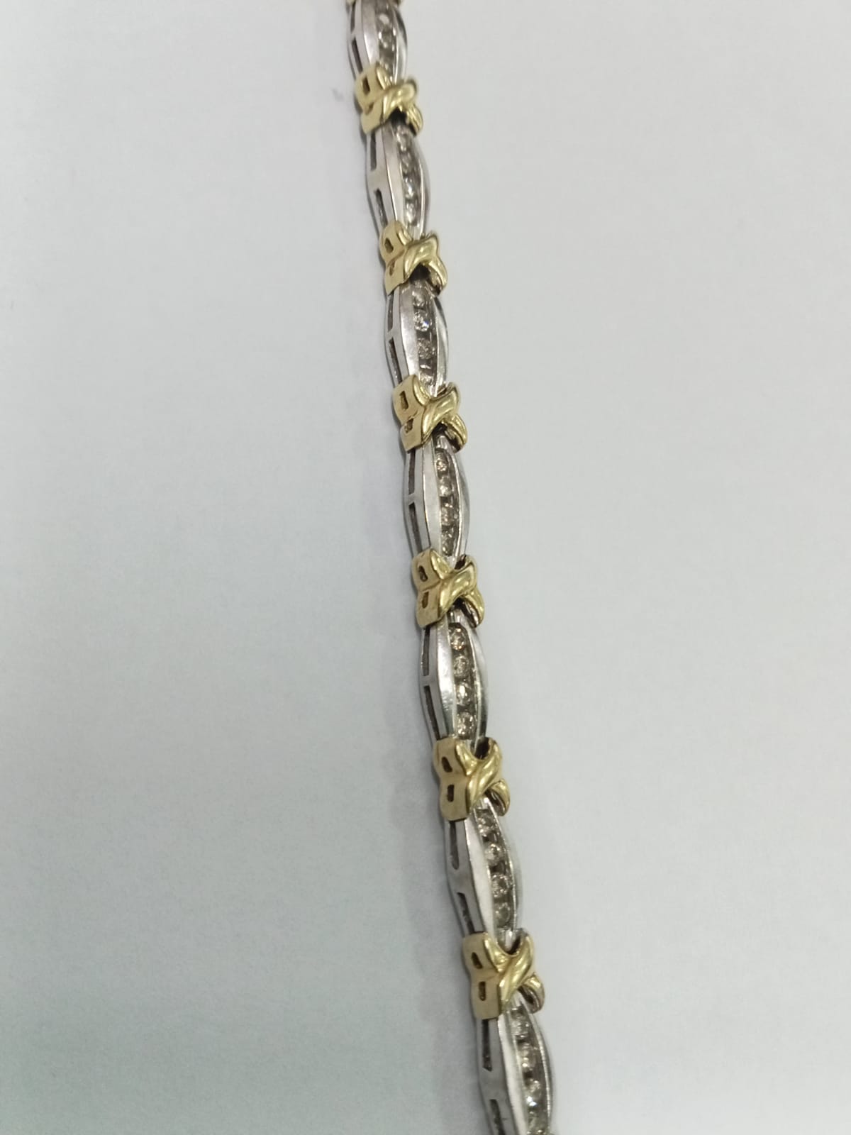 Pulsera de Oro Blanco y Amarillo de Tejido Especial 14k