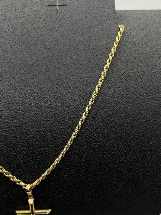 Cadena de Oro Estilo Torsal con Dije de Cruz 10K 14.5GR 36.5CM (Abrochada)