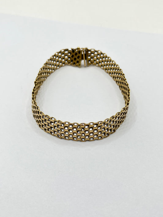 Brazalete de Oro Tejido Malla | 14K 18.2GR 21CM