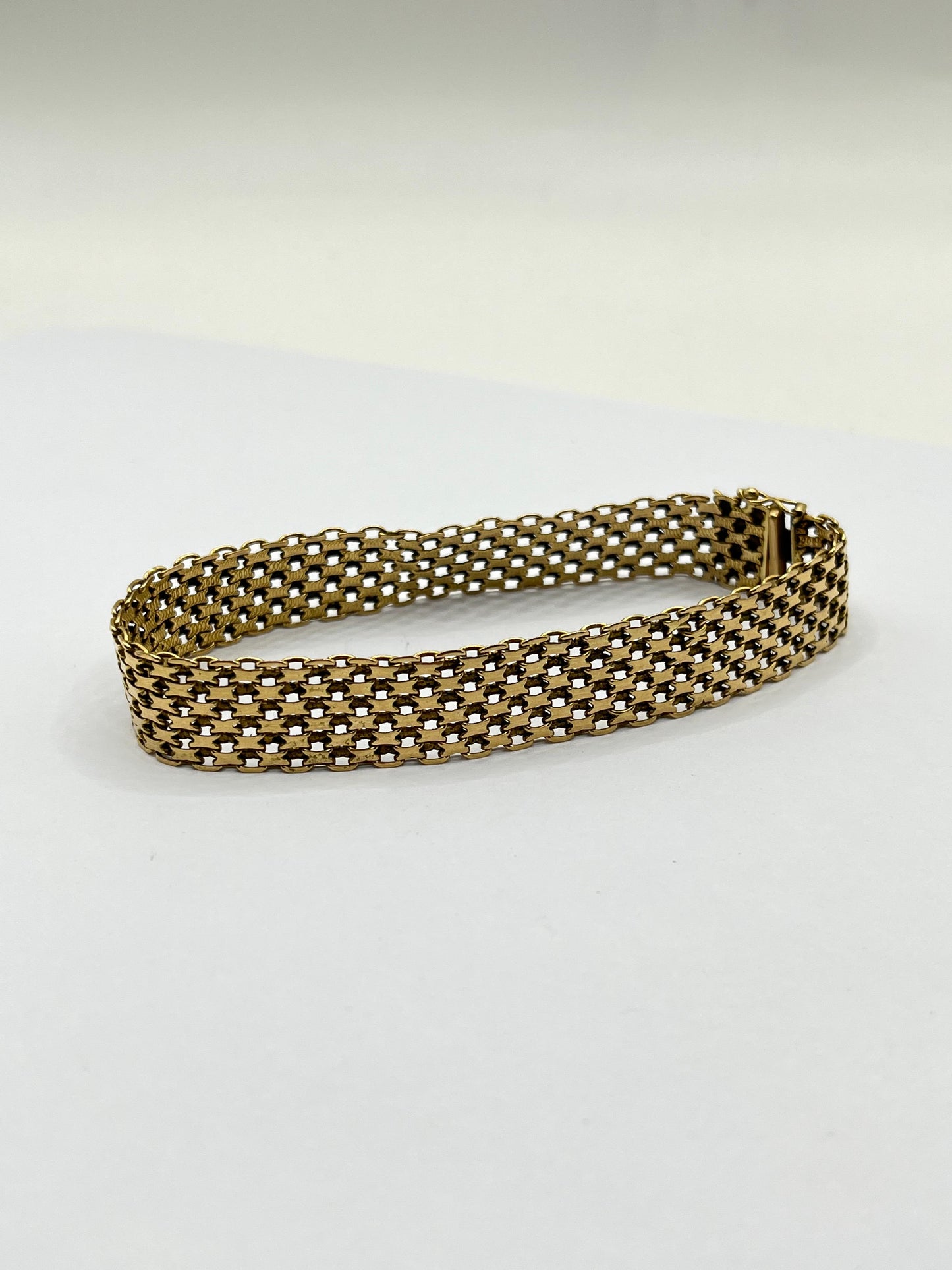 Brazalete de Oro Tejido Malla | 14K 18.2GR 21CM