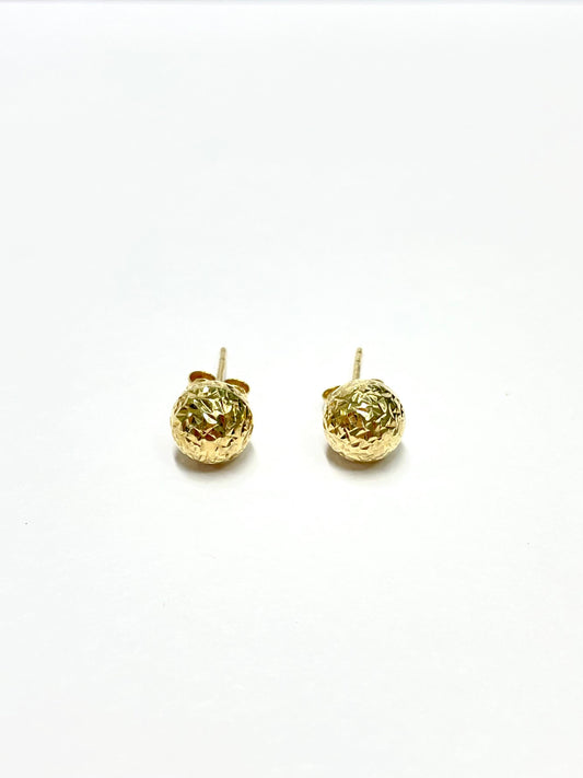 Aretes de Oro Bola Diseño Diamantado — 10k | 1gr