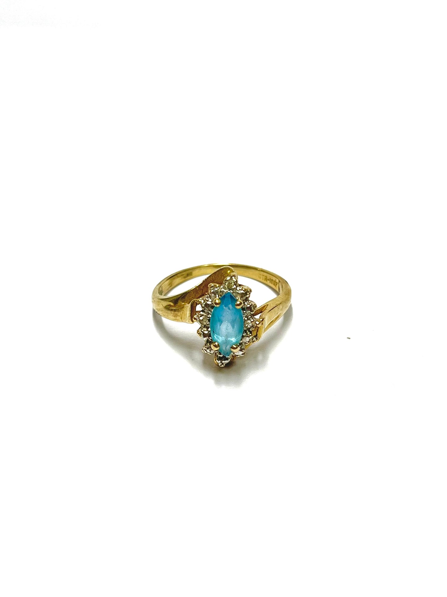Anillo de Oro Vintage con Topacio Azul — 10k | 1.8gr | #5.5