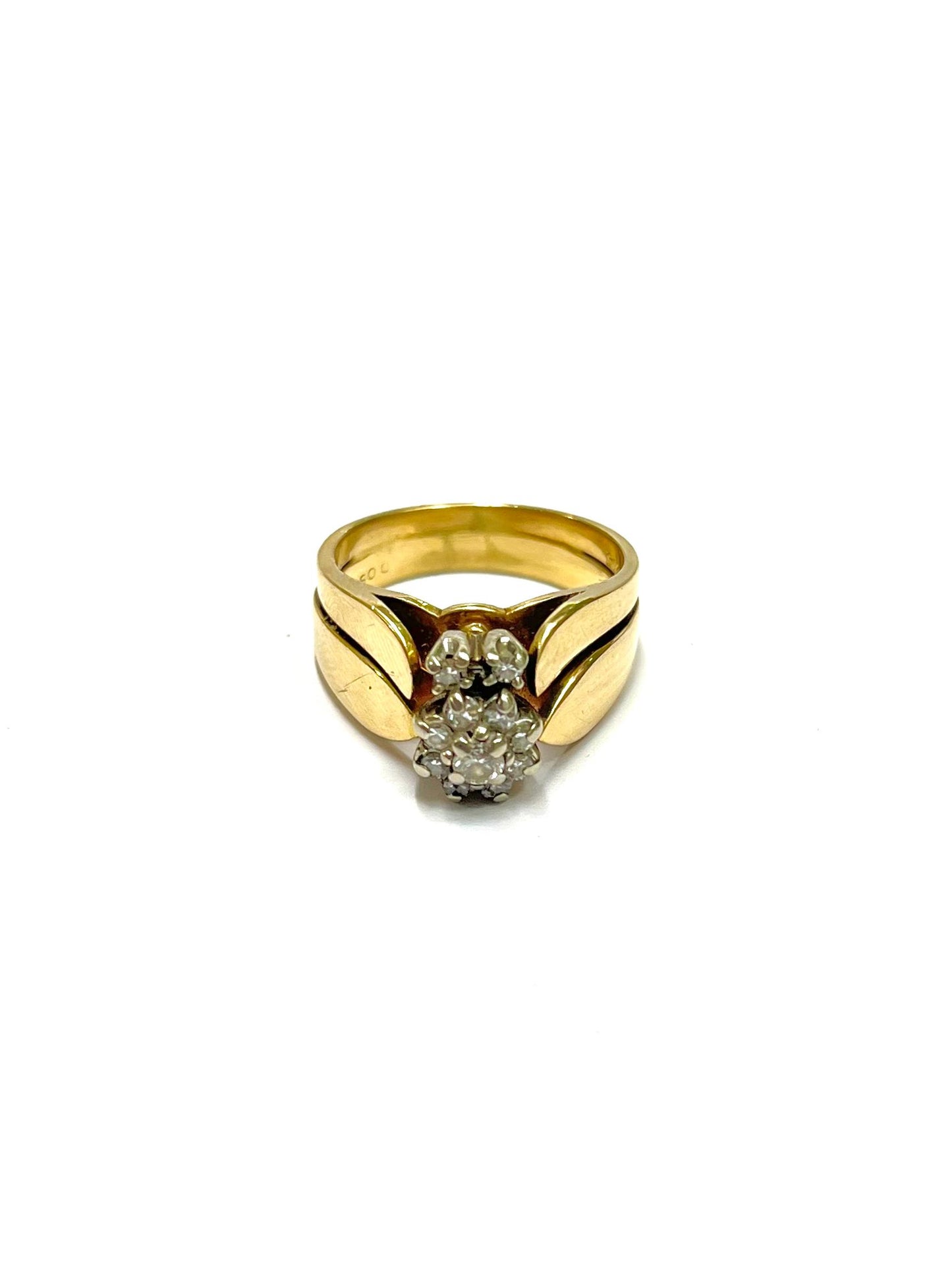 Anillo de Oro de Compromiso con Racimo de Diamantes Simulados — 14k | 6.7gr | #6