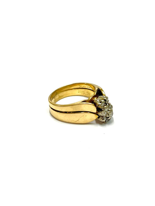 Anillo de Oro de Compromiso con Racimo de Diamantes Simulados — 14k | 6.7gr | #6
