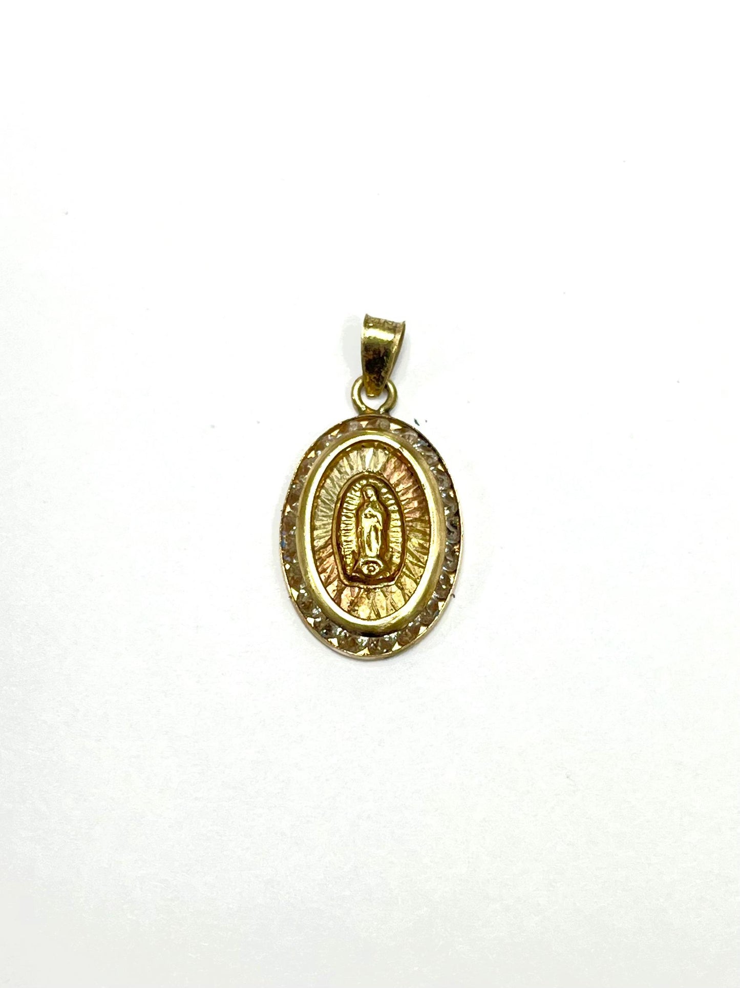 Dije de Oro Religioso Virgen con Piedras Alrededor — 10k | 1gr | 2.3cm