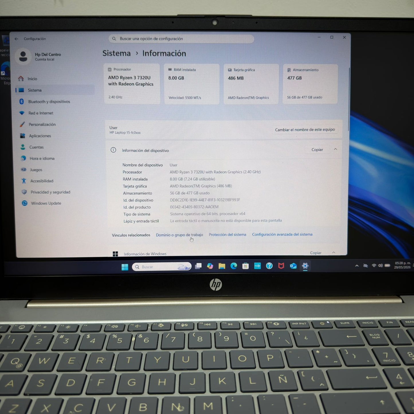 💻✨ Laptop HP 15-FC0000LA | Ryzen 3 7320U | 8GB RAM | 512GB SSD NVMe ✨💻