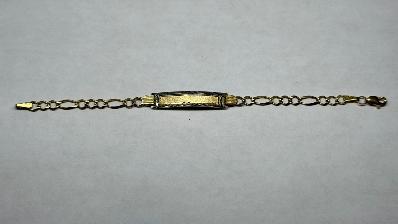 ✨💛 ESCLAVA INFANTIL DE ORO 10K | 2.8 GRAMOS | 14.5 CM | DISEÑO 3X1 ADIAMANTADO 💛✨