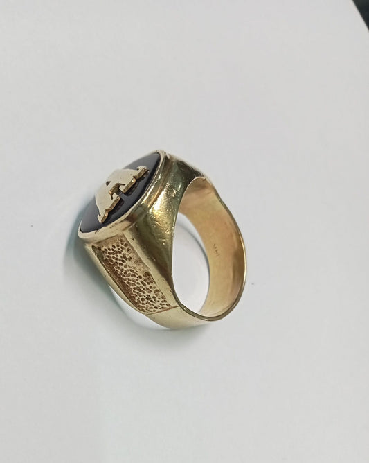 Anillo de Caballero en Oro de 14K con Letra "A" – 15.9g, Talla 11