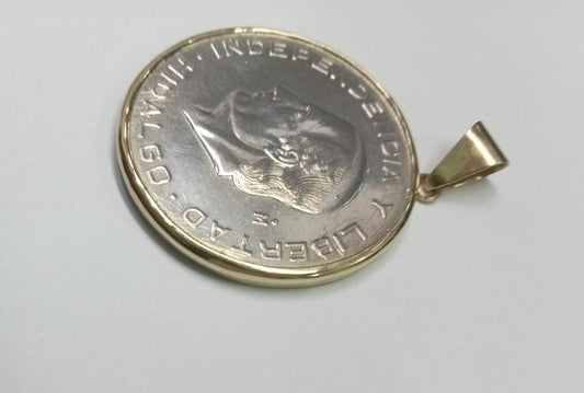 Moneda de 10 Pesos de Hidalgo en Plata con Incrustación de Oro de 14k