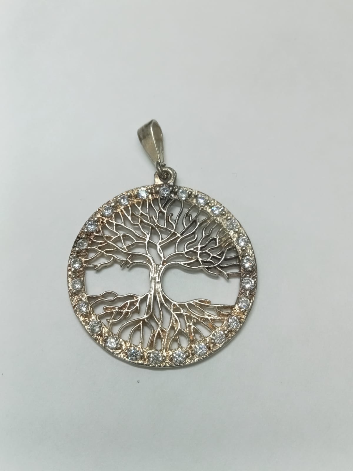 Dije de Plata Redondo con Árbol de la Vida y Pedrería