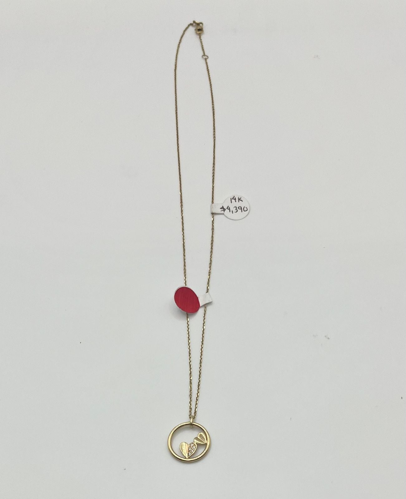 CADENA CON DIJE DE CORAZON ORO 14k 2.2 grs 22 cm