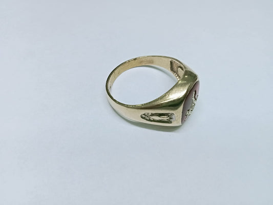 💍 Anillo de Oro 10K – Elegancia con Sintético Rojo | Medida 11 💎